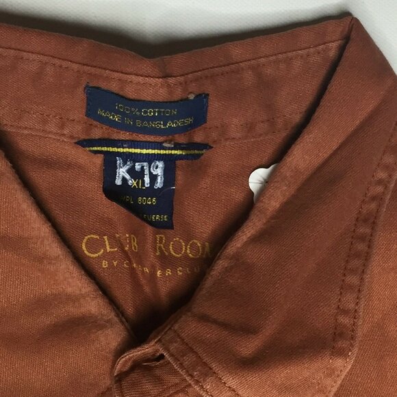 Charter Club Room Mens Button Up Long Sleeved Shirt Tomato Red Size XL - Picture 4 of 12
